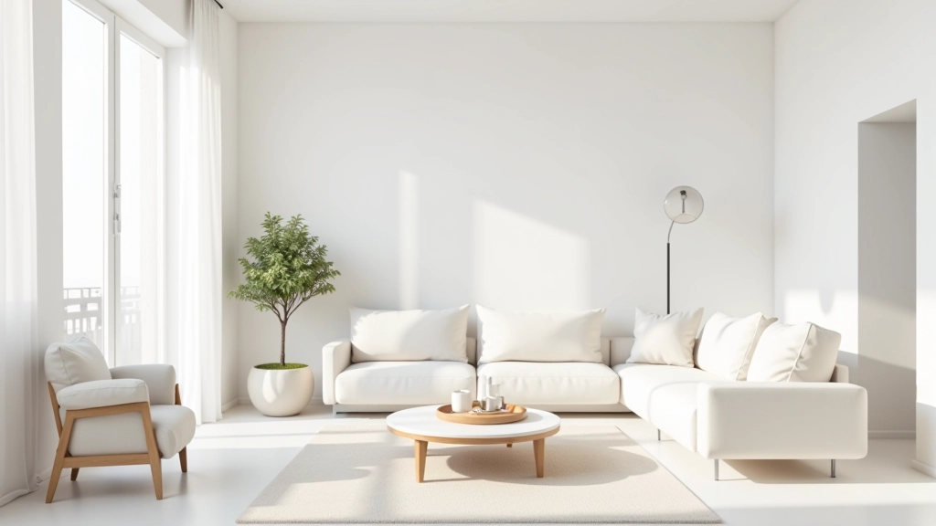 Salotto minimalista con colori chiari